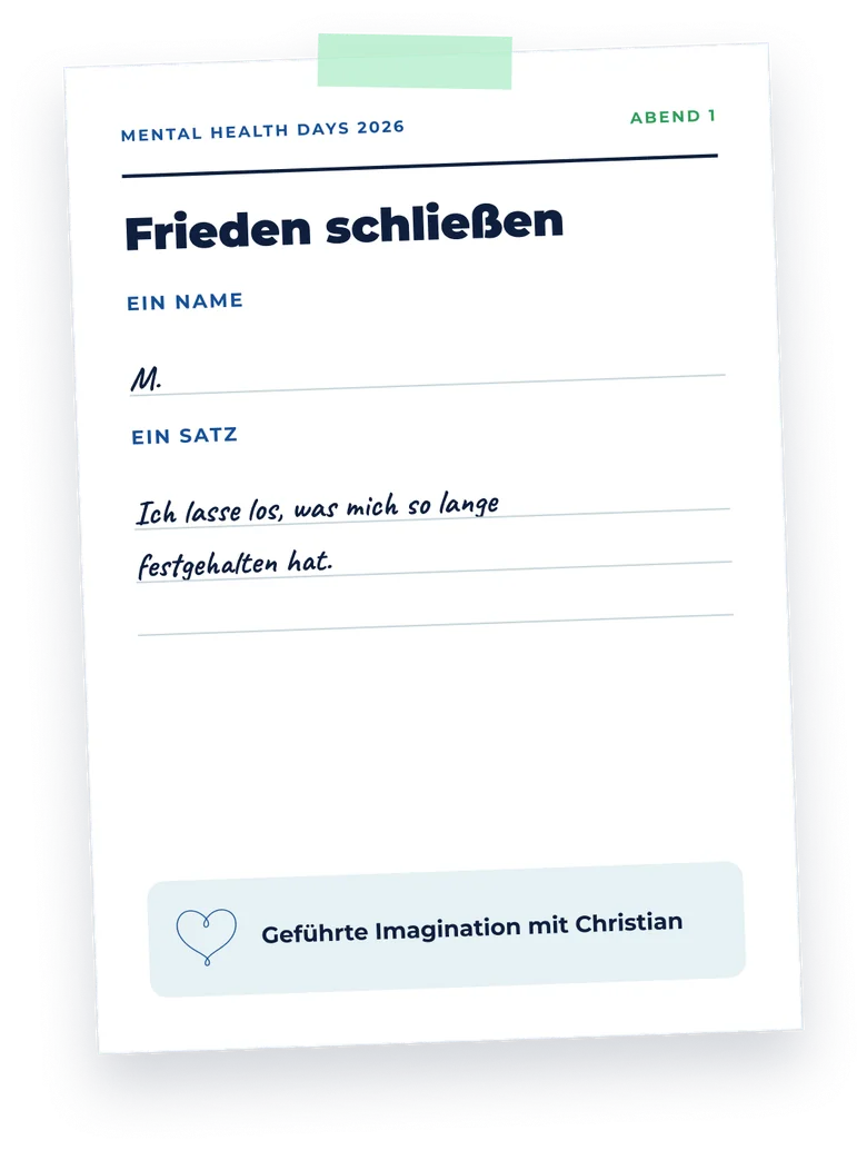 Reflexionsblatt „Frieden schließen“ mit Feldern für einen Namen und einen Satz